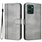 For HMD Pulse Pro / Pulse / Pulse+ Line Splicing Buckle Retro Leather Phone Case(Grey) - 2