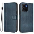 For HMD Skyline Line Splicing Buckle Retro Leather Phone Case(Dark Blue) - 2