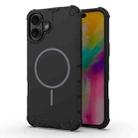For iPhone 16 Plus Grating Solid Color MagSafe Magnetic Phone Case(Black) - 1