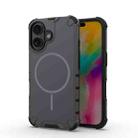 For iPhone 16 Grating Solid Color MagSafe Magnetic Phone Case(Dark Grey) - 1
