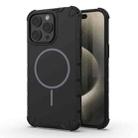 For iPhone 15 Pro Max Grating Solid Color MagSafe Magnetic Phone Case(Black) - 1