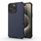 For iPhone 15 Pro Max Grating Solid Color MagSafe Magnetic Phone Case(Dark Blue) - 1