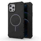 For iPhone 12 Pro Max Grating Solid Color MagSafe Magnetic Phone Case(Black) - 1