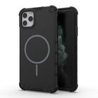 For iPhone 11 Pro Max Grating Solid Color MagSafe Magnetic Phone Case(Black) - 1
