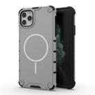 For iPhone 11 Pro Max Grating Solid Color MagSafe Magnetic Phone Case(Light Grey) - 1