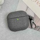 For AirPods 4 Diagonal Striped Leather Bluetooth Earphone Protective Case(Black) - 1