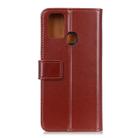 For Samsung Galaxy A21s 3-Color Pearl Texture Magnetic Buckle Horizontal Flip PU Leather Case with Card Slots & Wallet & Holder(Brown) - 3