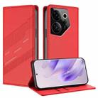 For Tecno Camon 20 Premier Embossed Multi-functional Wallet Retro Leather Phone Case(Red) - 1