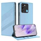 For Tecno Spark 9 / 8C Embossed Multi-functional Wallet Retro Leather Phone Case(Light Blue) - 1