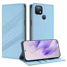 For Infinix Hot 10i Embossed Multi-functional Wallet Retro Leather Phone Case(Light Blue) - 1