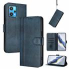 For Realme 9 Pro+ 5G / 9 4G Global Line Splicing Buckle Retro Leather Phone Case(Dark Blue) - 1