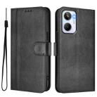 For Realme 10 4G Global Line Splicing Buckle Retro Leather Phone Case(Black) - 2