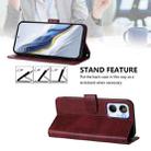 For Realme 10 4G Global Line Splicing Buckle Retro Leather Phone Case(Wine Red) - 3