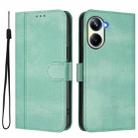 For Realme 10 Pro 5G Line Splicing Buckle Retro Leather Phone Case(Mint) - 2