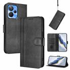For Realme 10T 5G / 10s 5G / 9i 5G Indian Line Splicing Buckle Retro Leather Phone Case(Black) - 1