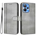For Realme 10T 5G / 10s 5G / 9i 5G Indian Line Splicing Buckle Retro Leather Phone Case(Grey) - 2