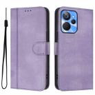 For Realme 10T 5G / 10s 5G / 9i 5G Indian Line Splicing Buckle Retro Leather Phone Case(Purple) - 2