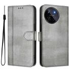 For Realme 11 4G Global Line Splicing Buckle Retro Leather Phone Case(Grey) - 2