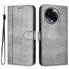 For Realme 11 5G Global / C67 5G India Line Splicing Buckle Retro Leather Phone Case(Grey) - 2