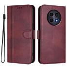 For Realme 12 5G / 12x 5G / C65 5G Global Line Splicing Buckle Retro Leather Phone Case(Wine Red) - 2