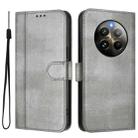 For Realme 13 4G / 12 4G / P1 5G Global Line Splicing Buckle Retro Leather Phone Case(Grey) - 2