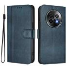 For Realme 13+ 5G Global Line Splicing Buckle Retro Leather Phone Case(Dark Blue) - 2