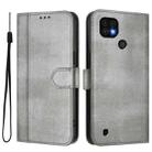 For Realme C20 / C11 2021 / C21 Line Splicing Buckle Retro Leather Phone Case(Grey) - 2