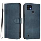 For Realme C20 / C11 2021 / C21 Line Splicing Buckle Retro Leather Phone Case(Dark Blue) - 2
