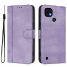 For Realme C20 / C11 2021 / C21 Line Splicing Buckle Retro Leather Phone Case(Purple) - 2