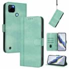 For Realme C21Y Line Splicing Buckle Retro Leather Phone Case(Mint) - 1