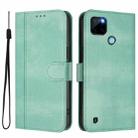 For Realme C21Y Line Splicing Buckle Retro Leather Phone Case(Mint) - 2