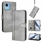 For Realme C30 4G / C30s / Narzo 50i Prime Line Splicing Buckle Retro Leather Phone Case(Grey) - 1