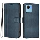 For Realme C30 4G / C30s / Narzo 50i Prime Line Splicing Buckle Retro Leather Phone Case(Dark Blue) - 2