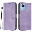 For Realme C30 4G / C30s / Narzo 50i Prime Line Splicing Buckle Retro Leather Phone Case(Purple) - 2