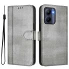 For Realme C33 2023 / 2022 Line Splicing Buckle Retro Leather Phone Case(Grey) - 2