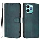For Realme C53 4G Global / C51 4G Line Splicing Buckle Retro Leather Phone Case(Dark Green) - 2