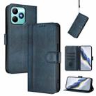 For Realme C53 4G Global / C51 4G Line Splicing Buckle Retro Leather Phone Case(Dark Blue) - 1
