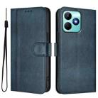 For Realme C53 4G Global / C51 4G Line Splicing Buckle Retro Leather Phone Case(Dark Blue) - 2