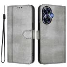 For Realme C55 4G Global / Narzo N55 Line Splicing Buckle Retro Leather Phone Case(Grey) - 2