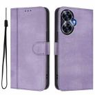 For Realme C55 4G Global / Narzo N55 Line Splicing Buckle Retro Leather Phone Case(Purple) - 2