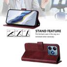For Realme C61 4G / C63 4G Global Line Splicing Buckle Retro Leather Phone Case(Wine Red) - 3