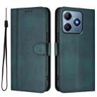 For Realme C61 4G / C63 4G Global Line Splicing Buckle Retro Leather Phone Case(Dark Green) - 2