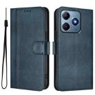 For Realme C61 4G / C63 4G Global Line Splicing Buckle Retro Leather Phone Case(Dark Blue) - 2