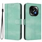 For Realme C63 5G Global Line Splicing Buckle Retro Leather Phone Case(Mint) - 2