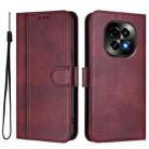 For Realme C63 5G Global Line Splicing Buckle Retro Leather Phone Case(Wine Red) - 2