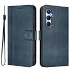 For Realme C65 4G Global Line Splicing Buckle Retro Leather Phone Case(Dark Blue) - 2