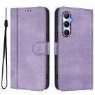 For Realme C65 4G Global Line Splicing Buckle Retro Leather Phone Case(Purple) - 2