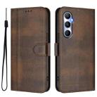 For Realme C65 4G Global Line Splicing Buckle Retro Leather Phone Case(Brown) - 2