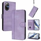For Realme C67 4G / 12 Lite 4G Global Line Splicing Buckle Retro Leather Phone Case(Purple) - 1
