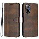 For Realme C67 4G / 12 Lite 4G Global Line Splicing Buckle Retro Leather Phone Case(Brown) - 2